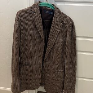Polo by Ralph Lauren Dark Brown Herringbone Blazer